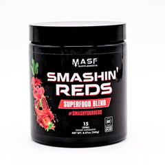 MASF Smashin' Reds organic beet root powder tub supports natural energy for daily workouts.