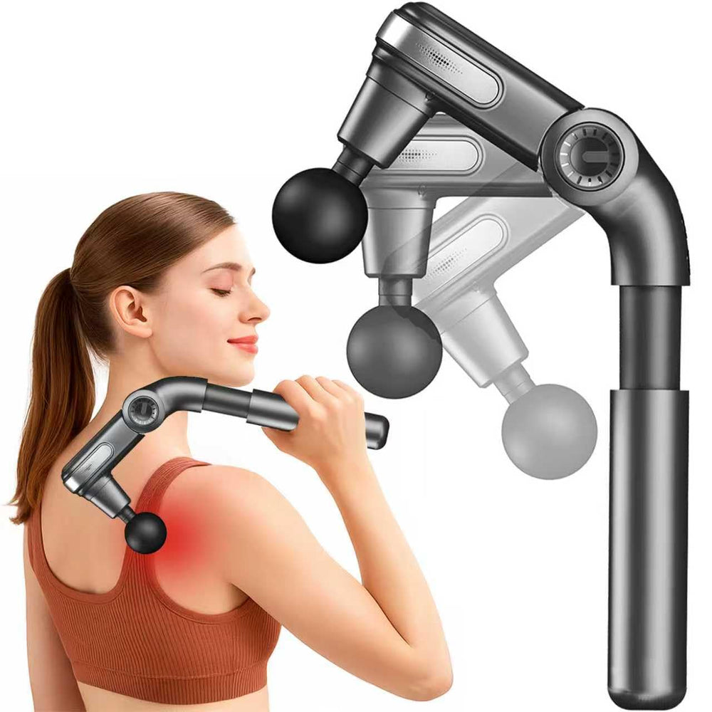 MASGEDRIX foldable massage gun with retractable arm reaches hard-to-reach spots for solo recovery.