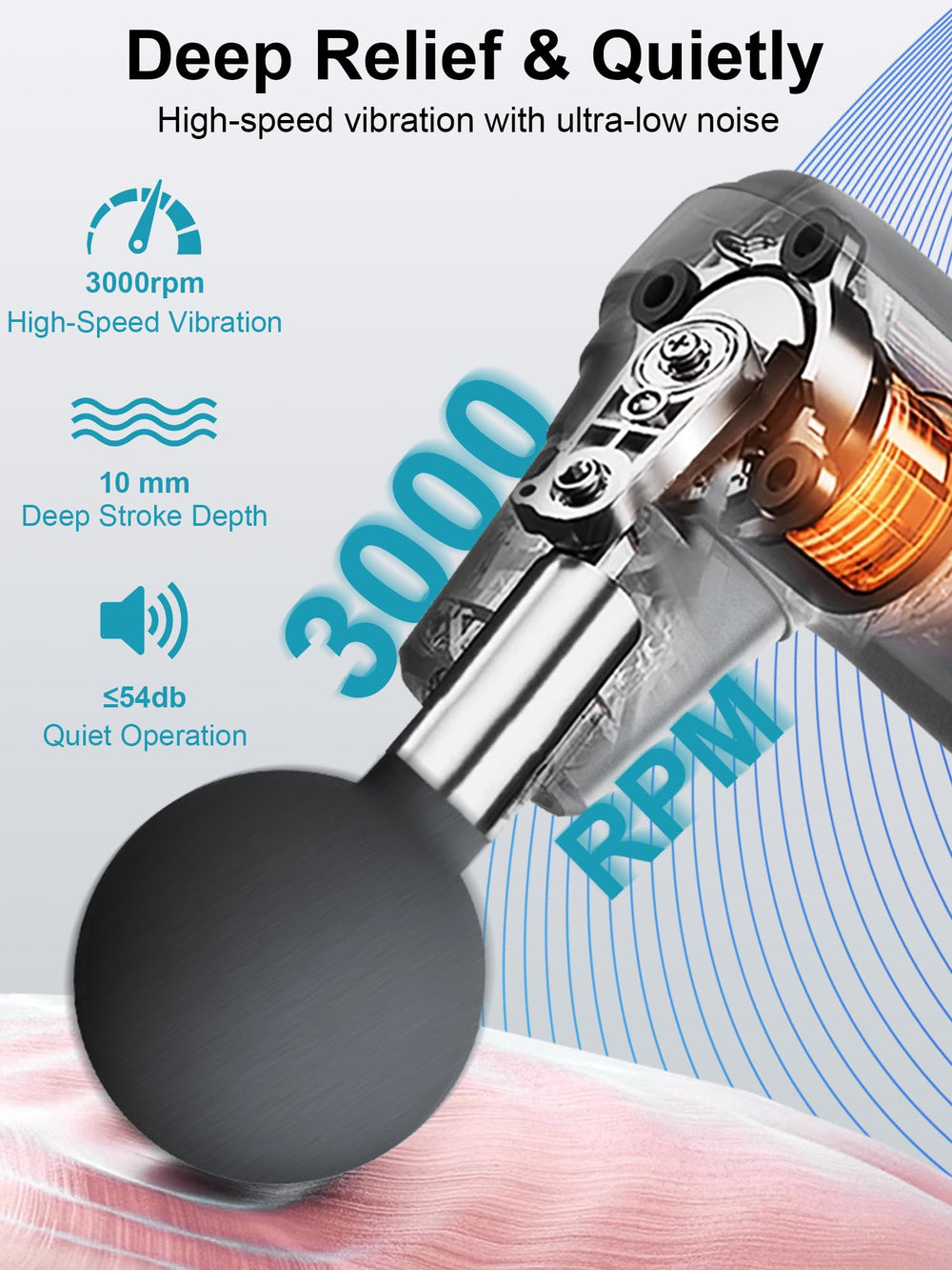 MASGEDRIX quiet operation under 40dB enables peaceful massages anywhere.