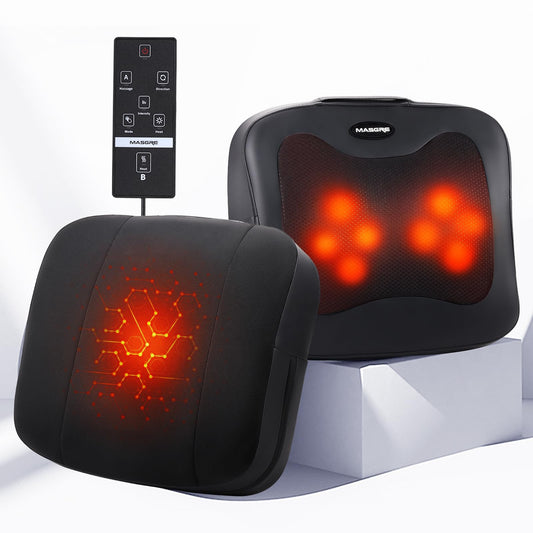 MASGRE 2-in-1 back massager and lumbar pillow for deep kneading relief.