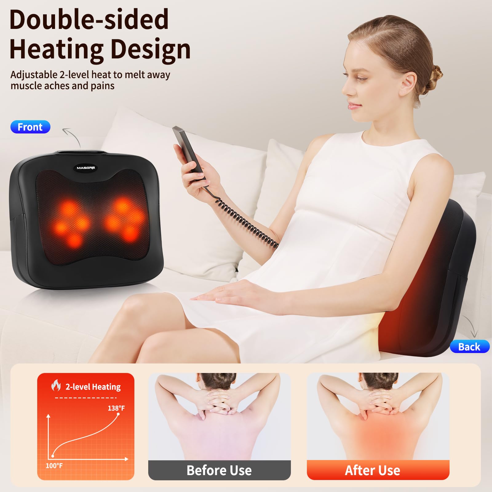 MASGRE corded massager with remote for easy mode and intensity control.