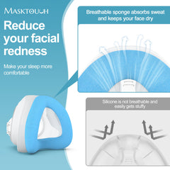 MaskTouch memory foam blue surface illustrating gentle, adaptive seal.