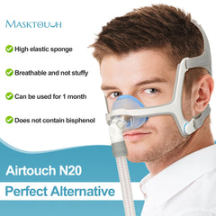 Masktouch memory foam seal for AirFit N20 adapts with movement for a stable seal