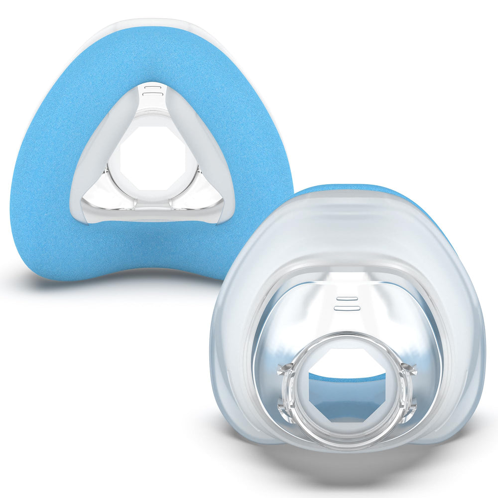 Masktouch cushion for AirFit N20 provides gentle, comfortable contact in blue
