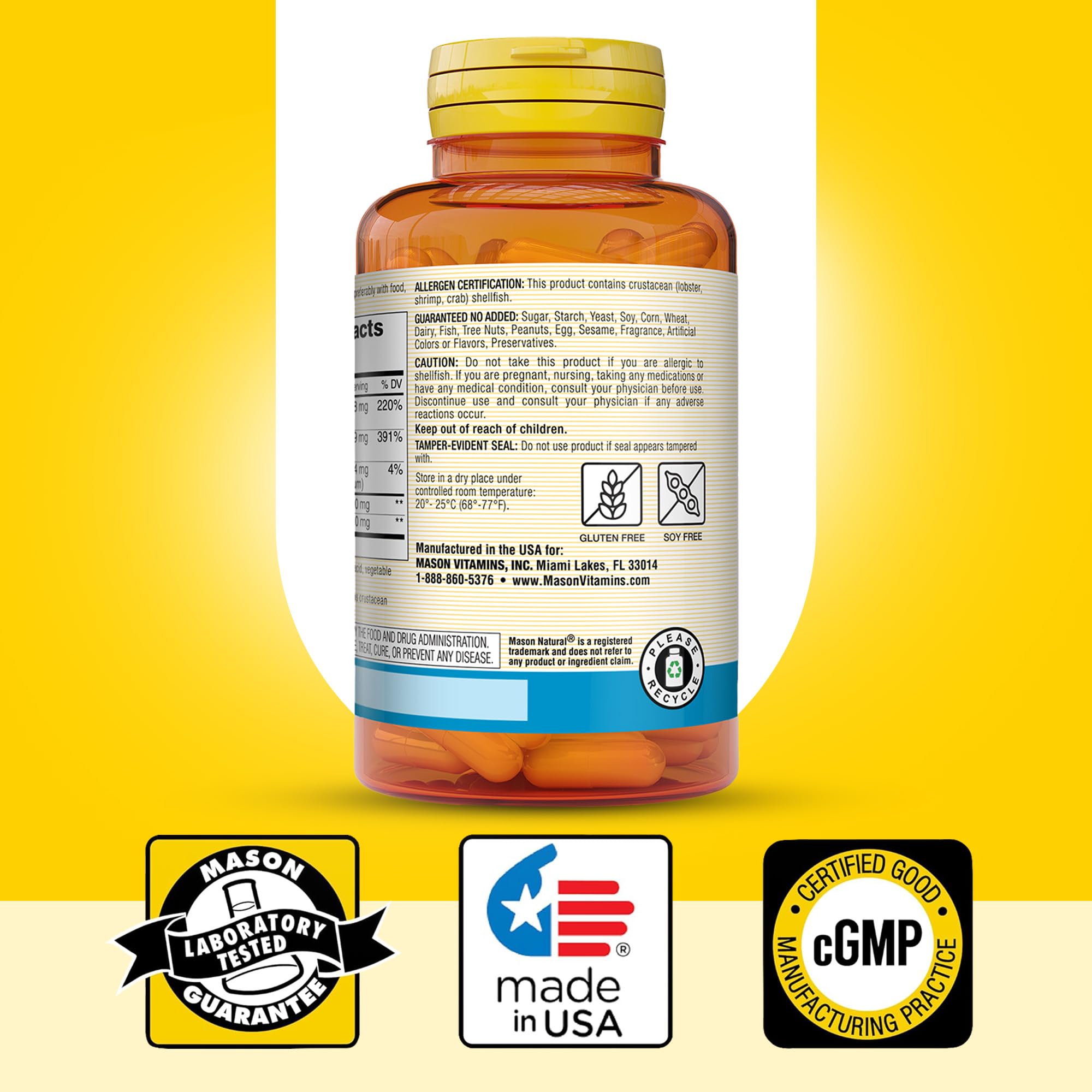 Capsules dispensed from Mason Natural bottle for easy daily use