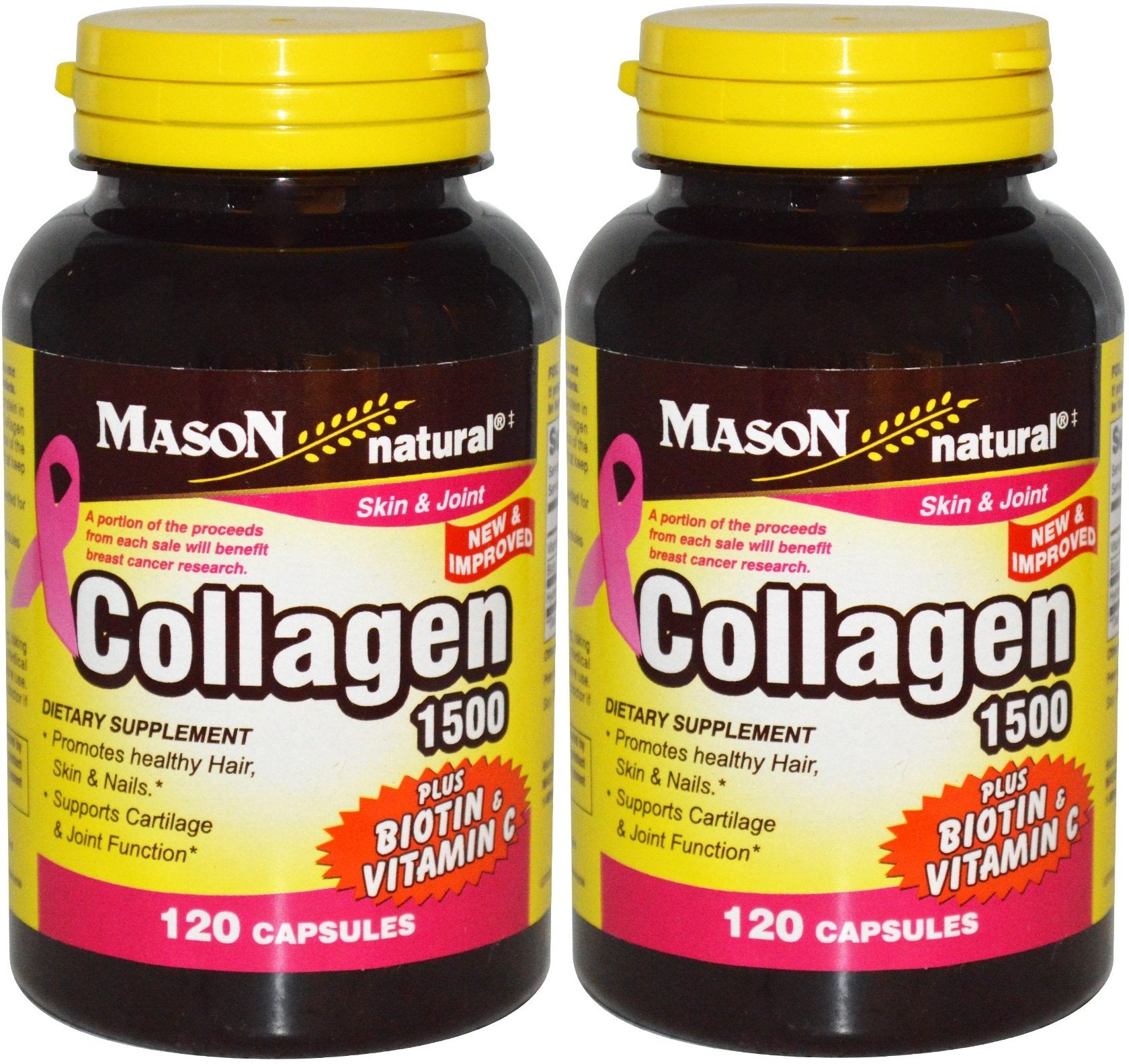 Mason Natural Collagen plus Vitamin C bottle front for hair, skin and nails support