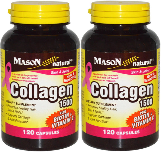 Mason Natural Collagen plus Vitamin C bottle front for hair, skin and nails support