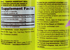 Mason Natural Collagen plus Vitamin C label close-up showing ingredients for skin support