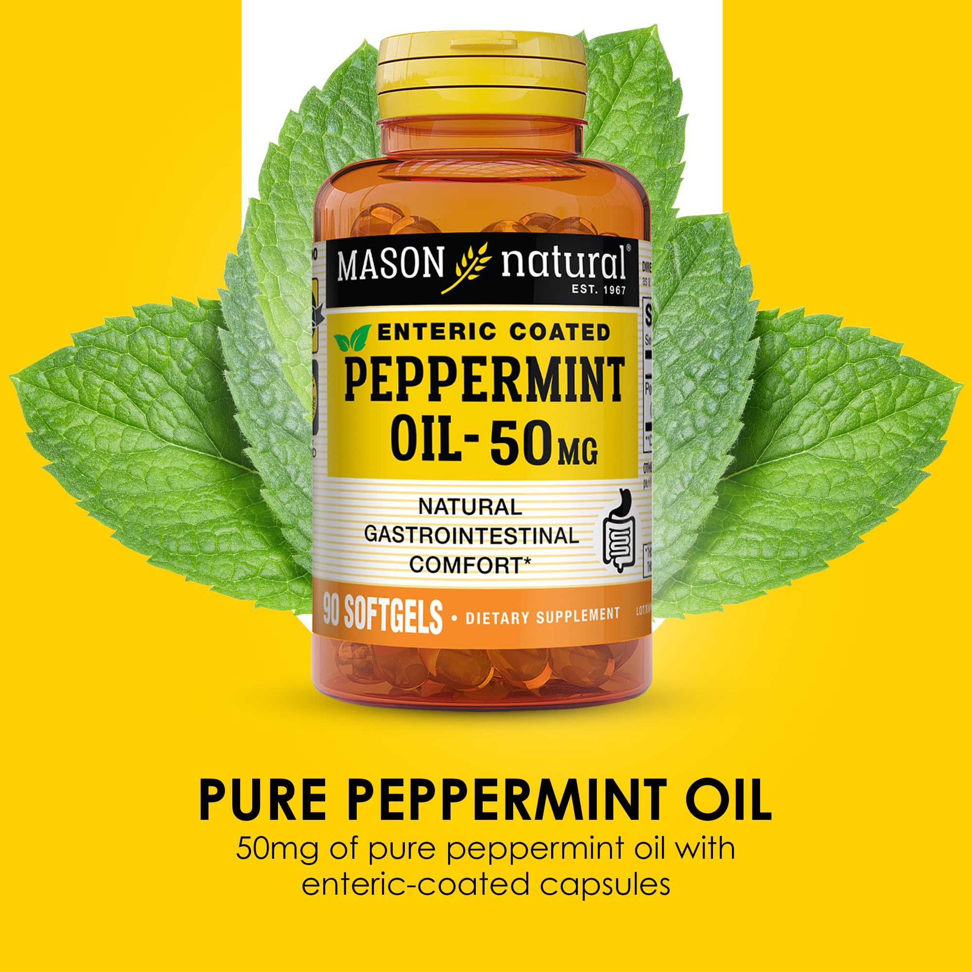 Mason Natural peppermint oil packaging box conveys trusted, decades-long quality.
