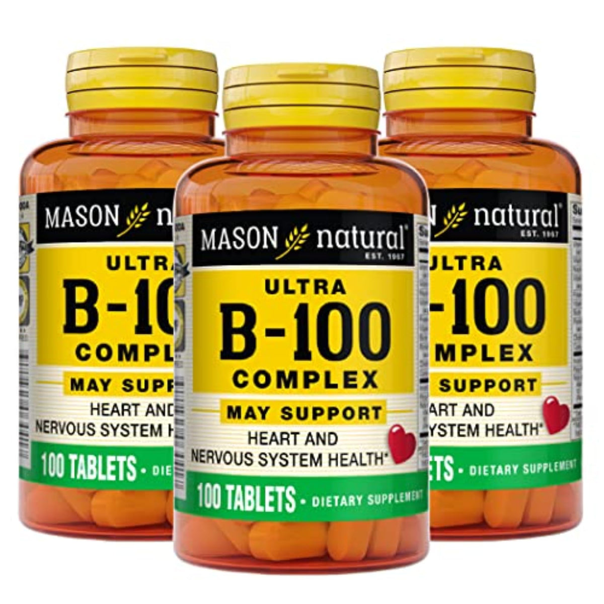 Mason Natural Ultra B-100 Complex bottle on desk supporting daily energy metabolism