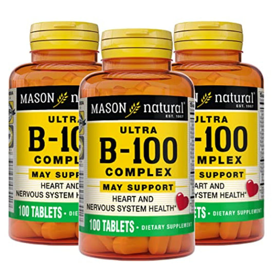 Mason Natural Ultra B-100 Complex bottle on desk supporting daily energy metabolism