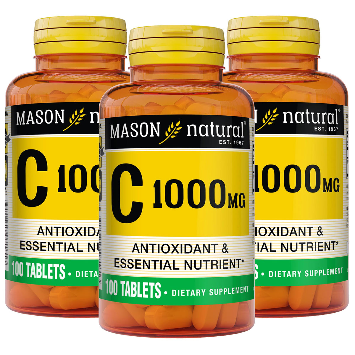 Mason Natural Vitamin C 1000 mg bottle shown for immune health potential