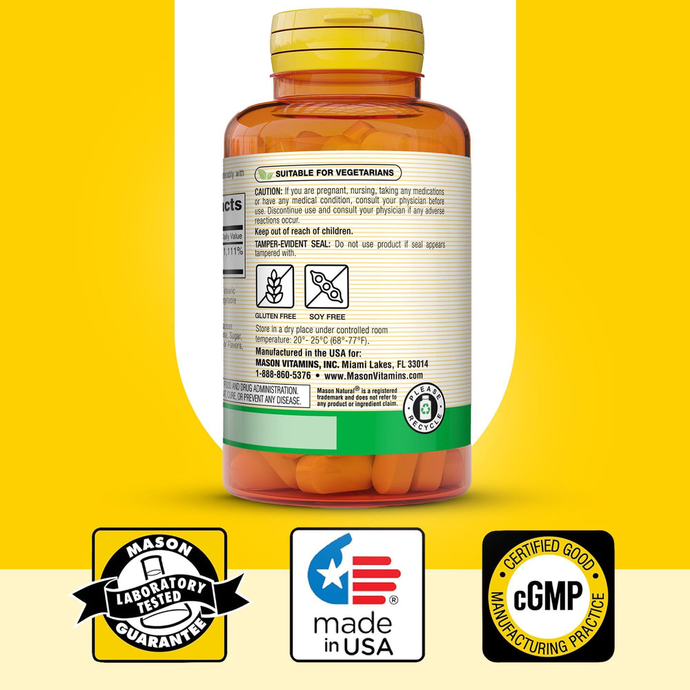 Mason Natural Vitamin C bottle pouring tablets into hand for daily use