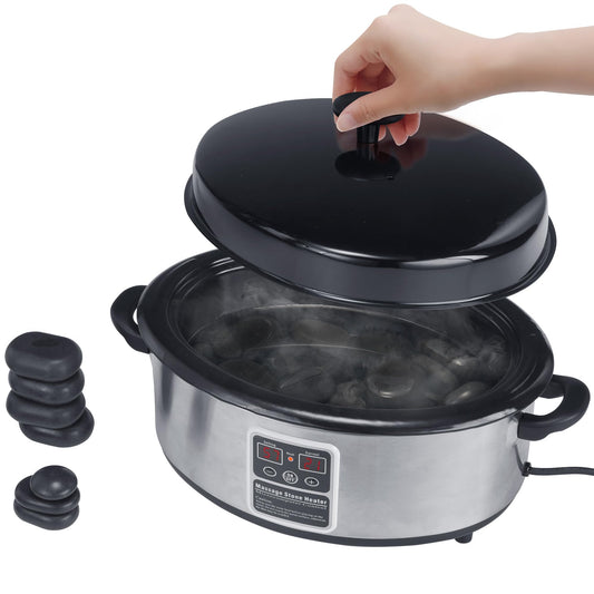 Master Massage 6 Qt LED hot stone warmer front view for portable therapy sessions