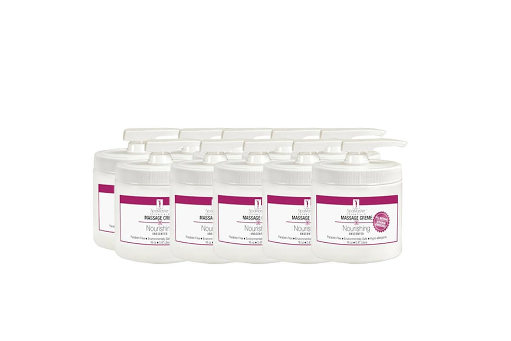 Master Massage SpaMaster unscented cream jar close-up shows silky glide.