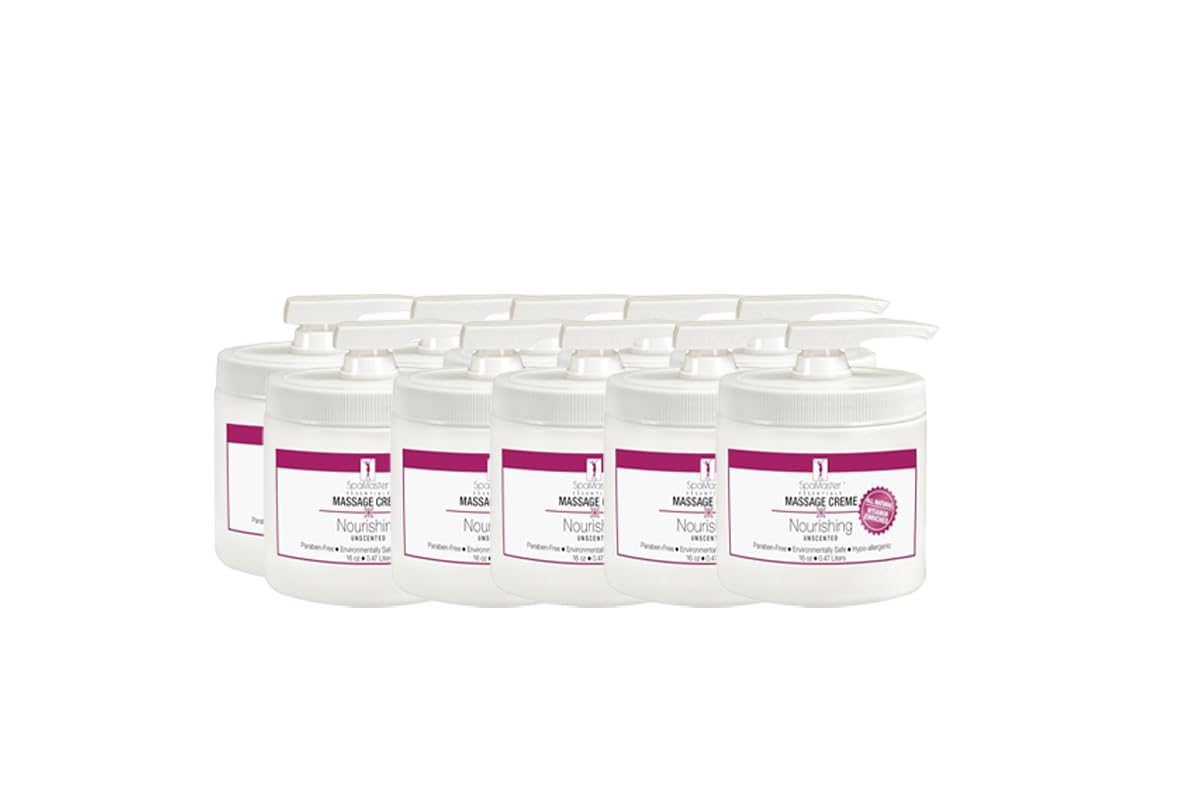 Master Massage SpaMaster unscented cream jar close-up shows silky glide.