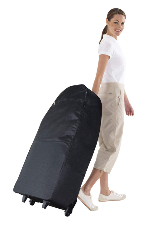 Master Massage Wheel Carrying Case exterior view with smooth nylon wheels for easy transport