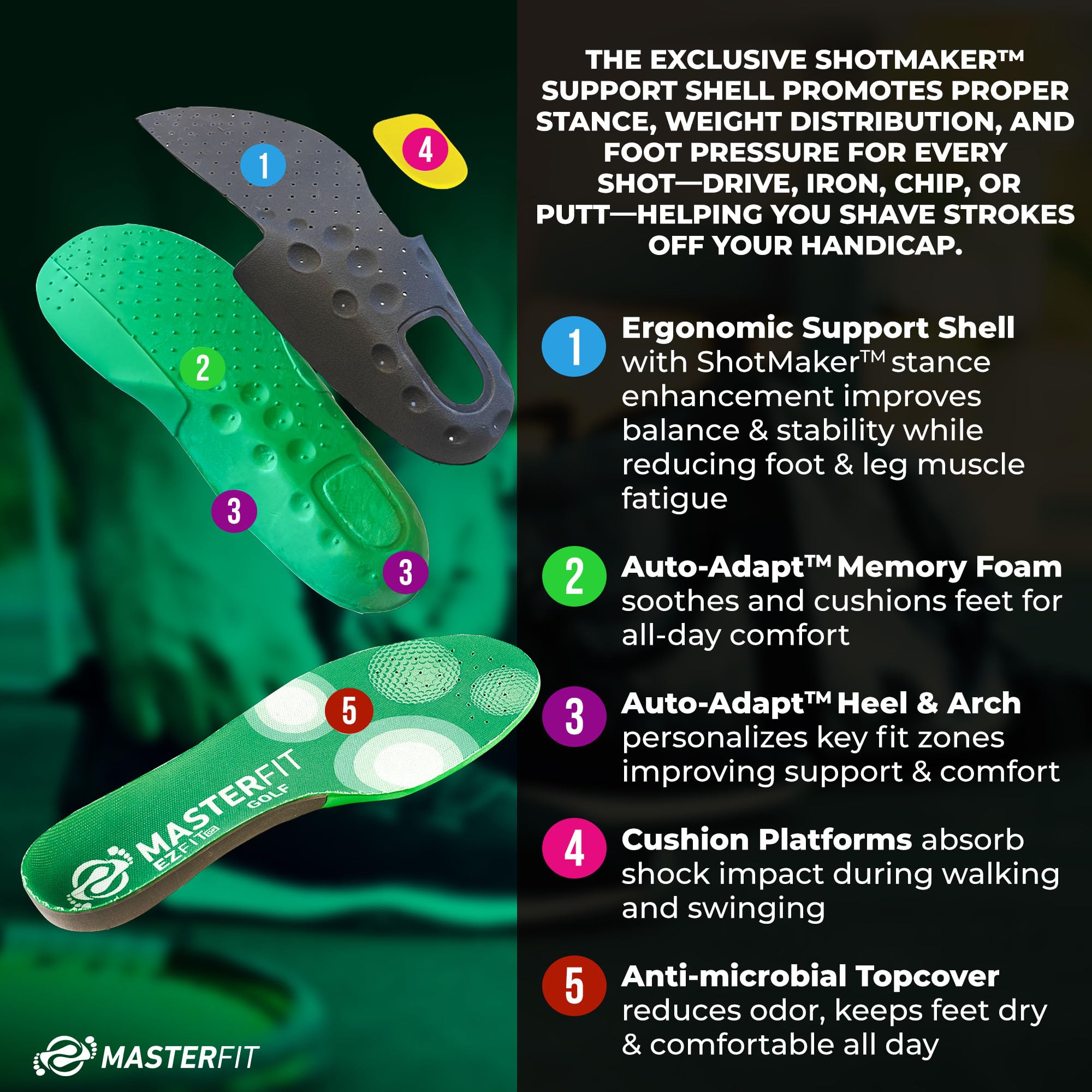 EZQF insole arch support promotes steady balance during swings