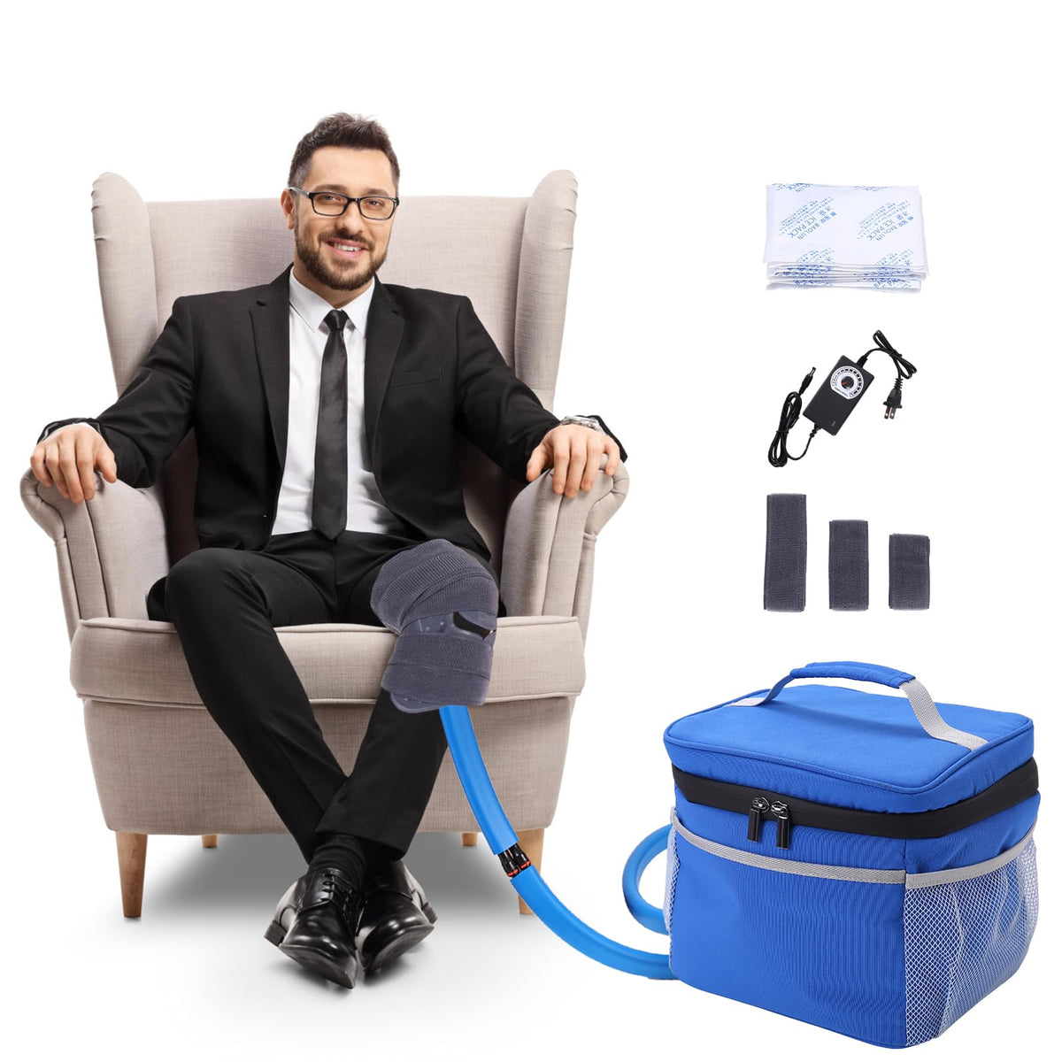 Mathgetin Cold Therapy System front view, knee-focused cooling in a compact home-ready unit.