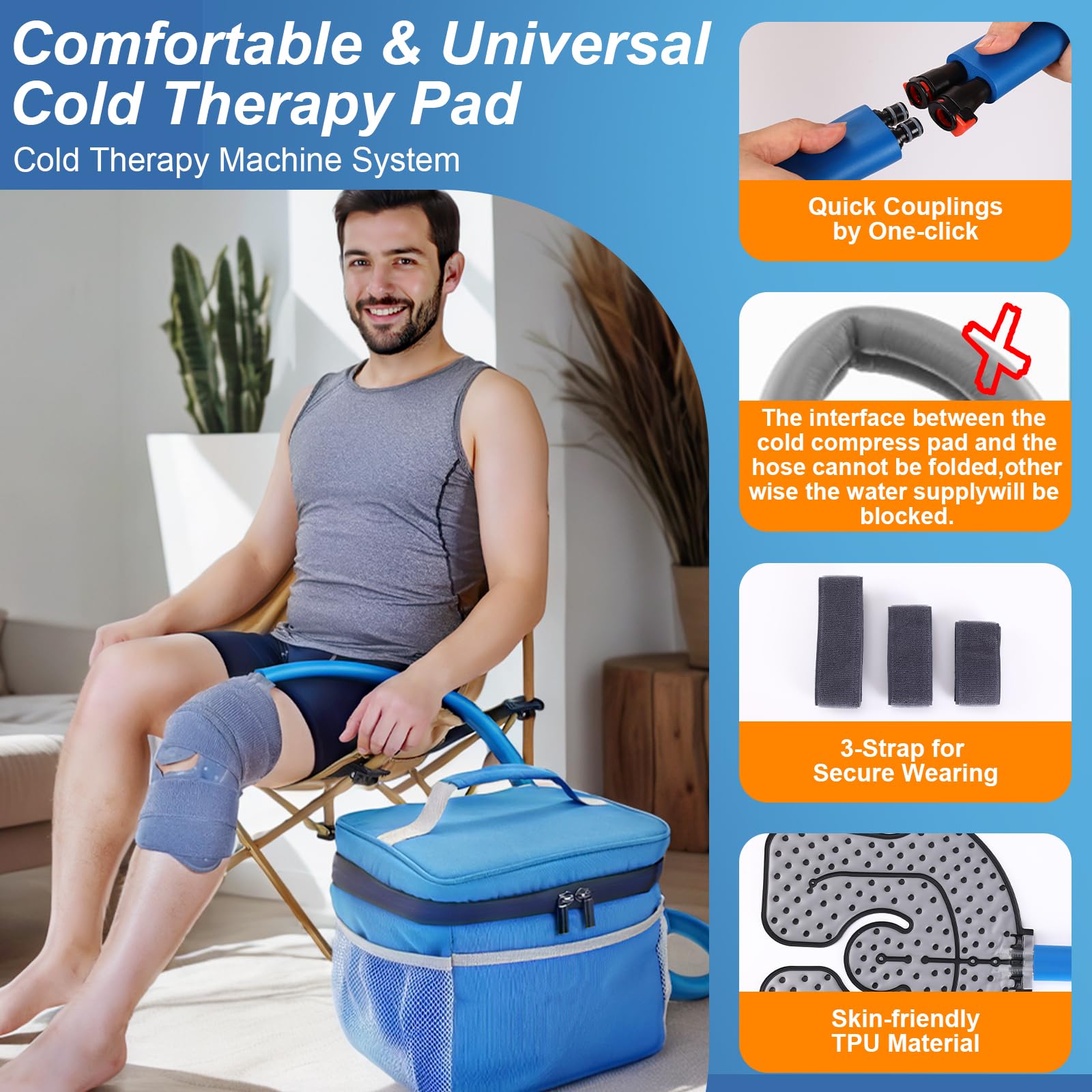 Mathgetin Cold Therapy System side view highlighting portable design for on-the-go recovery.