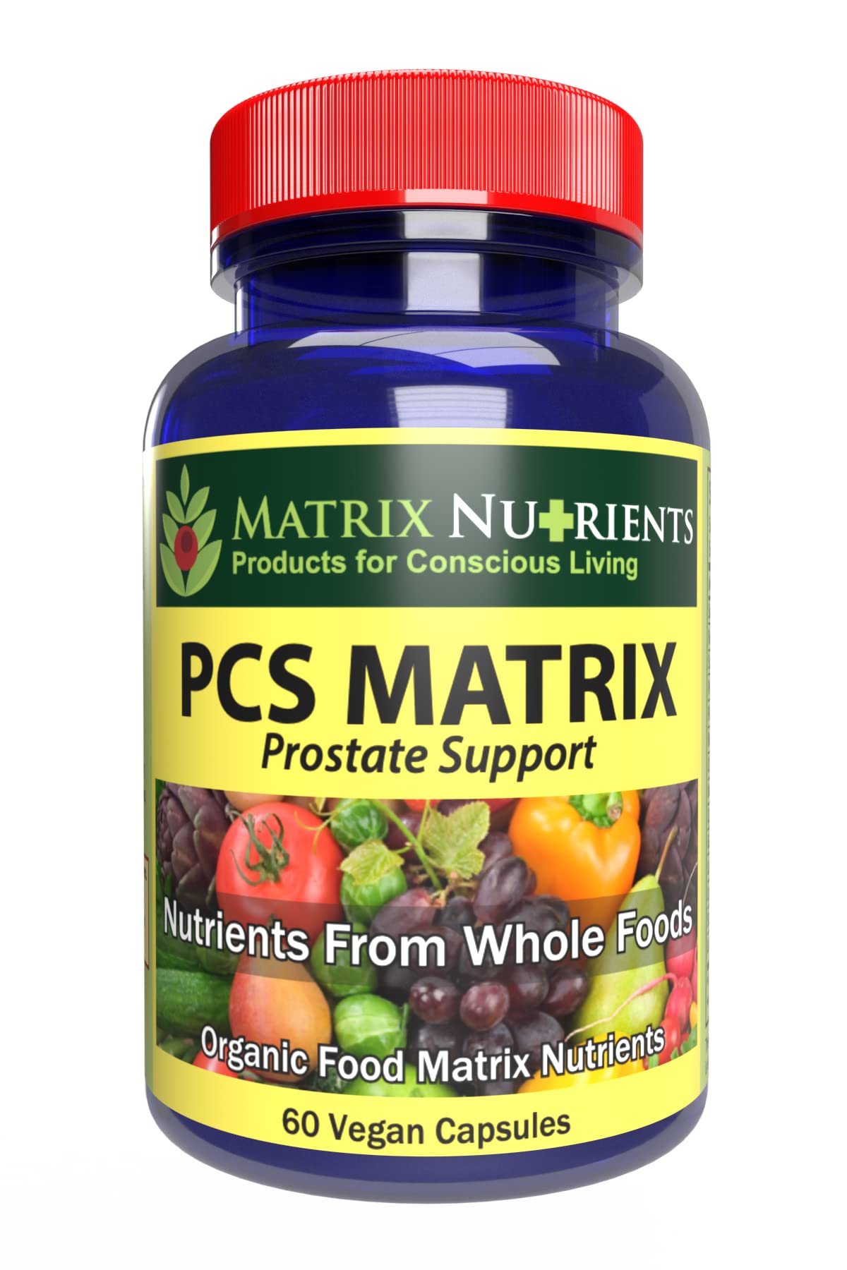 Matrix Nutrients PCS Matrix bottle with vegan capsules for prostate support.