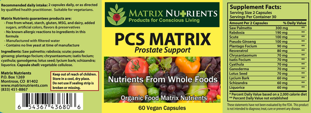 PCS Matrix capsules arranged for daily use to support PSA management.