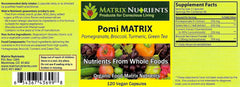 Matrix Nutrients POMI Matrix bottle back label highlights organic ingredients and quality manufacturing.