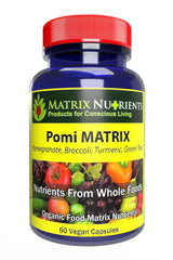 Matrix Nutrients Pomi Matrix bottle front view with vegan capsules for PSA support.