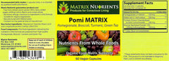 Matrix Nutrients Pomi Matrix ingredients panel highlights natural blend for daily wellness.