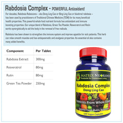 Matrix Nutrients Rabdosia Complex resveratrol component highlighted for potential antioxidant support.