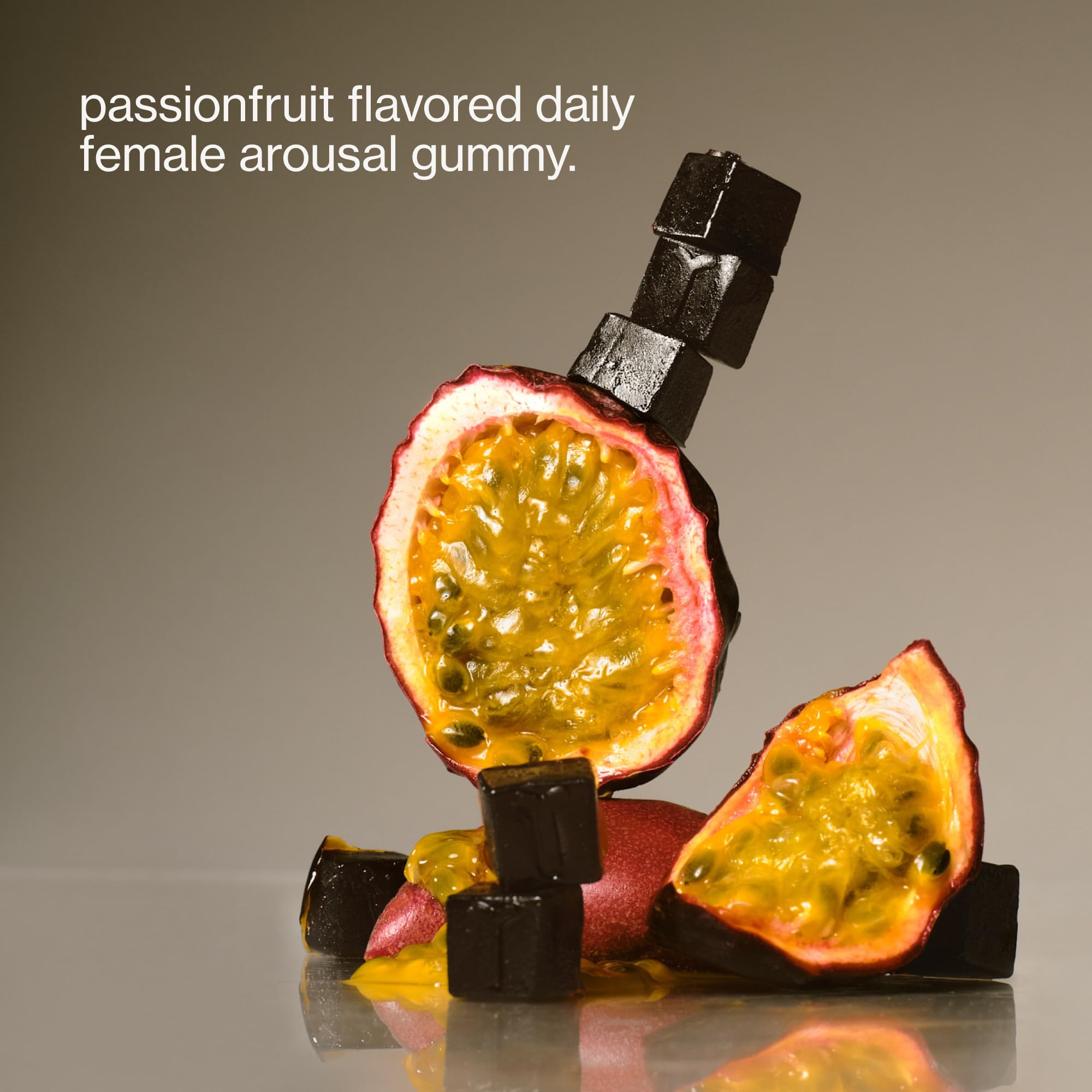 Maude 30 Day Libido Gummies with water glass, illustrating a simple daily ritual.