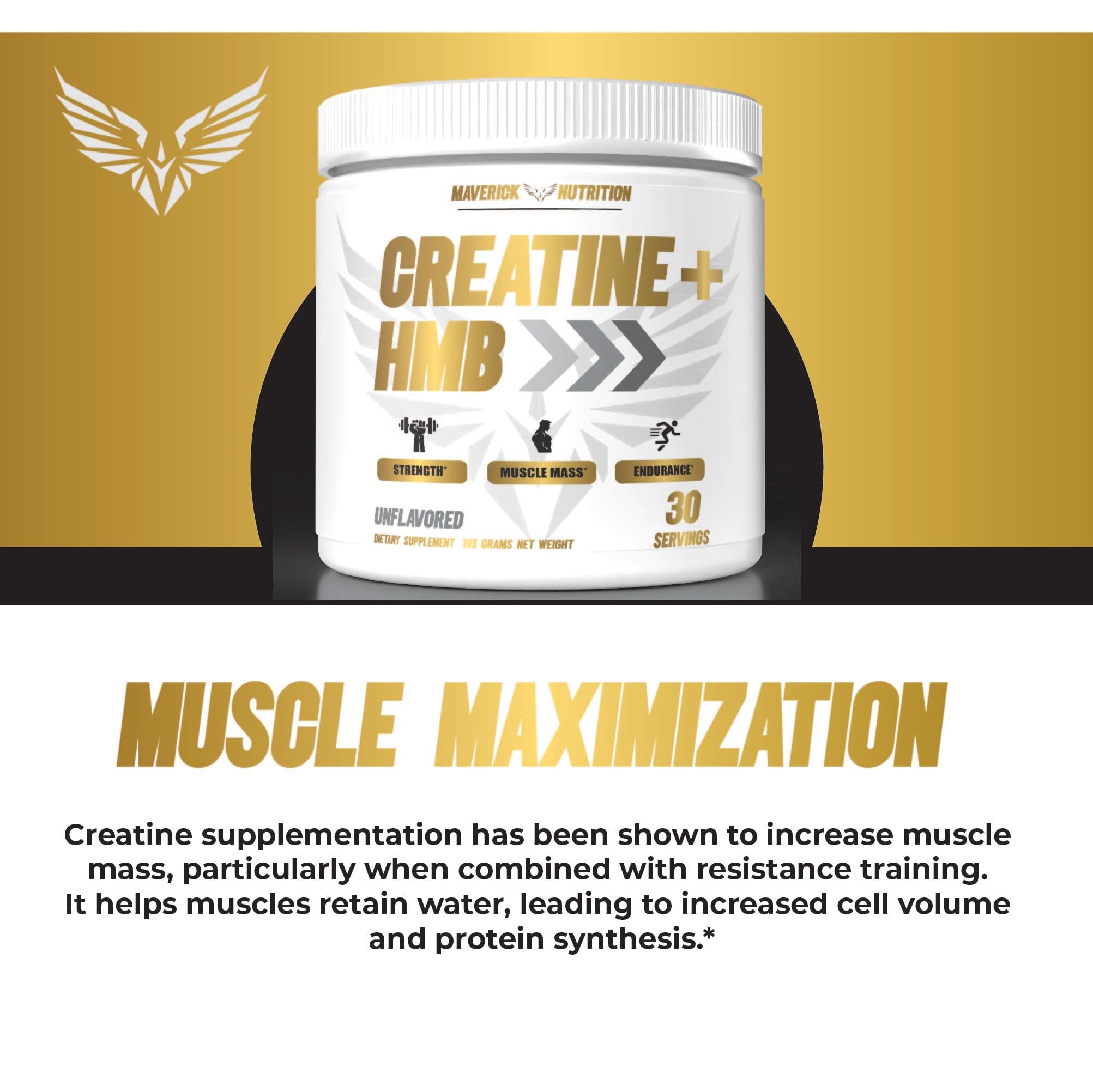 Maverick Nutrition Creatine HMB label close-up highlighting purity and ingredients