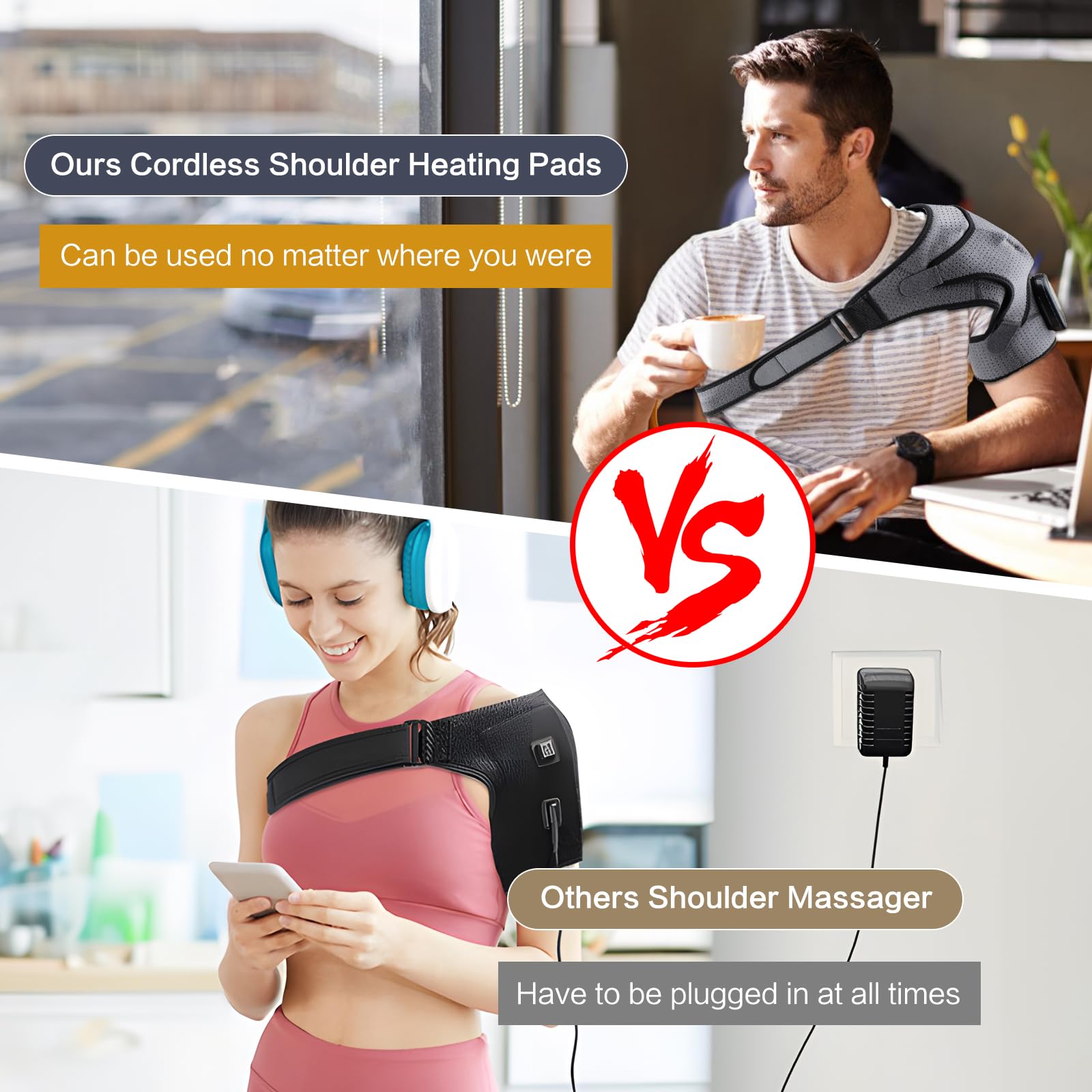 MAVLLY heated shoulder wrap battery compartment offers cordless, on-the-go warmth.