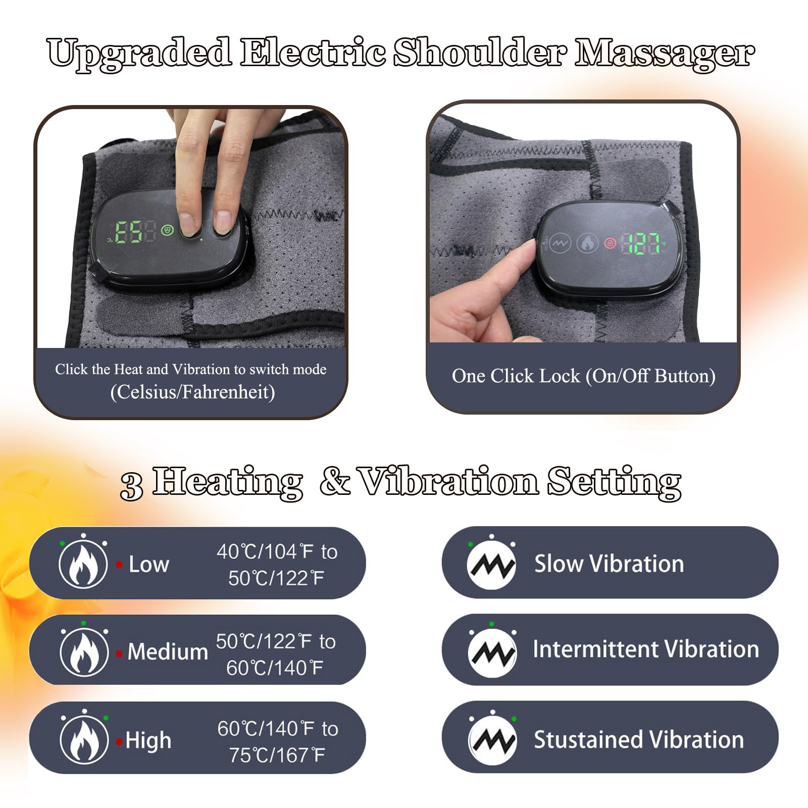 MAVLLY heated shoulder wrap LED display lets you pick your preferred level.