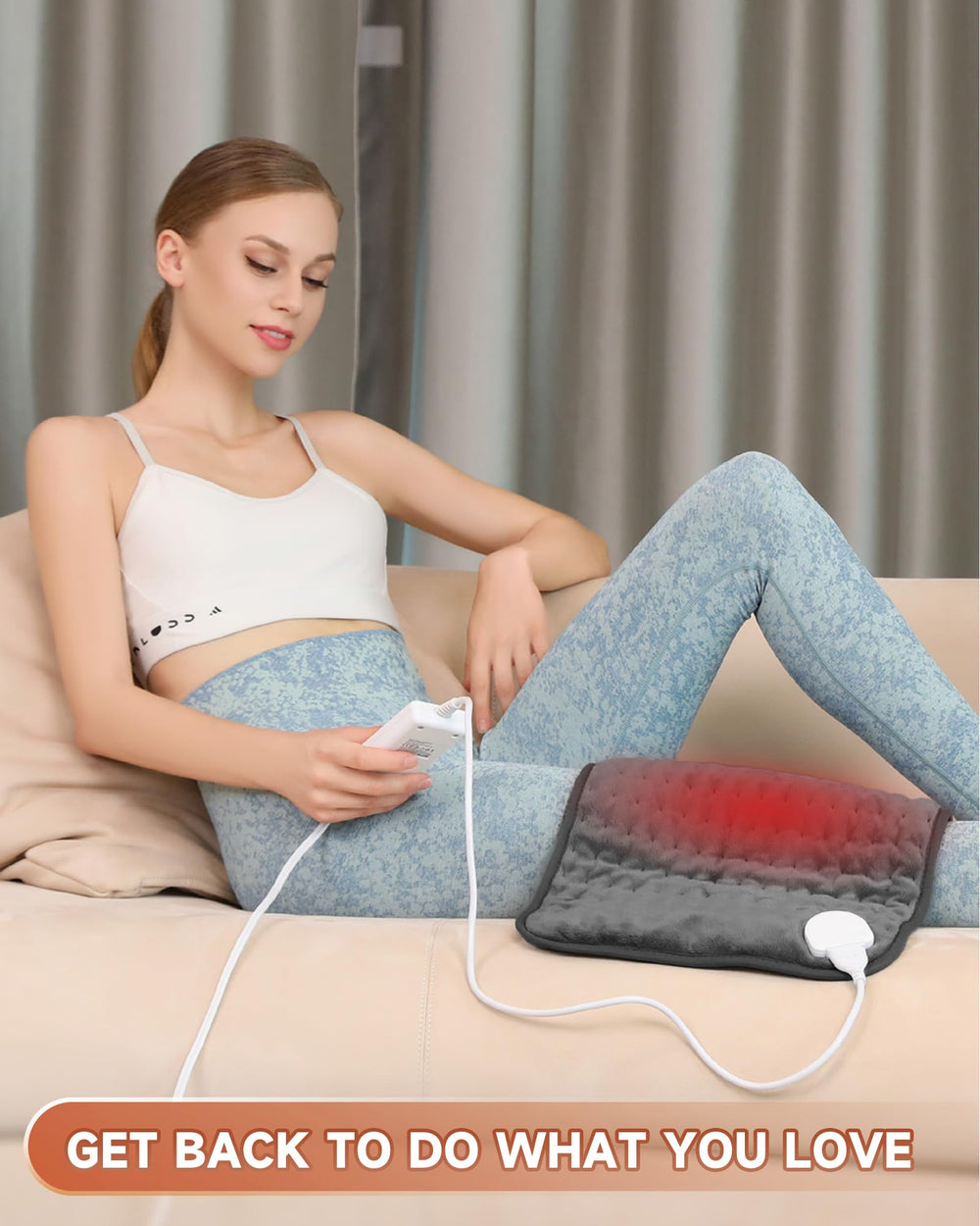 MAVOKIS heating pad in plush fabric provides soft comfort during use.