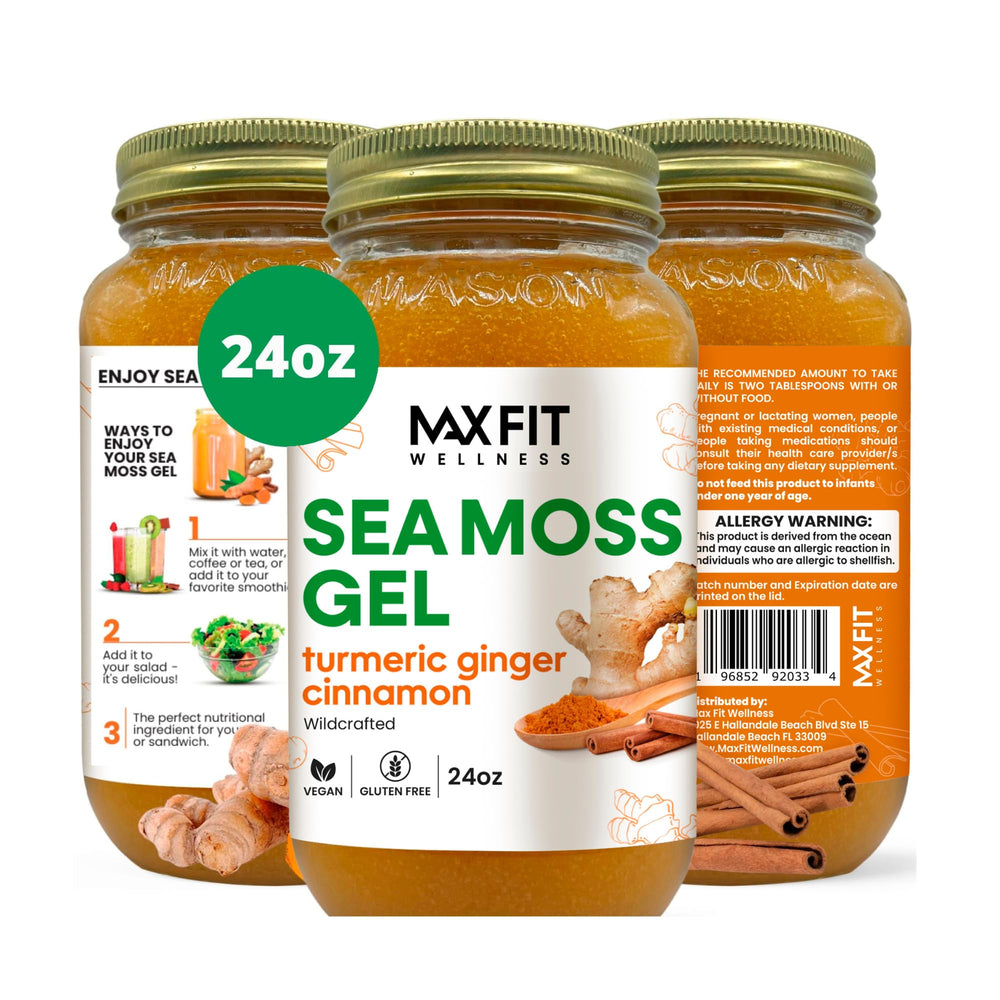 MAX FIT Sea Moss Gel Raw 24oz jar, flavorless base for smoothies and recipes.