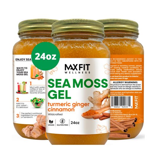 MAX FIT Sea Moss Gel Raw 24oz jar, flavorless base for smoothies and recipes.