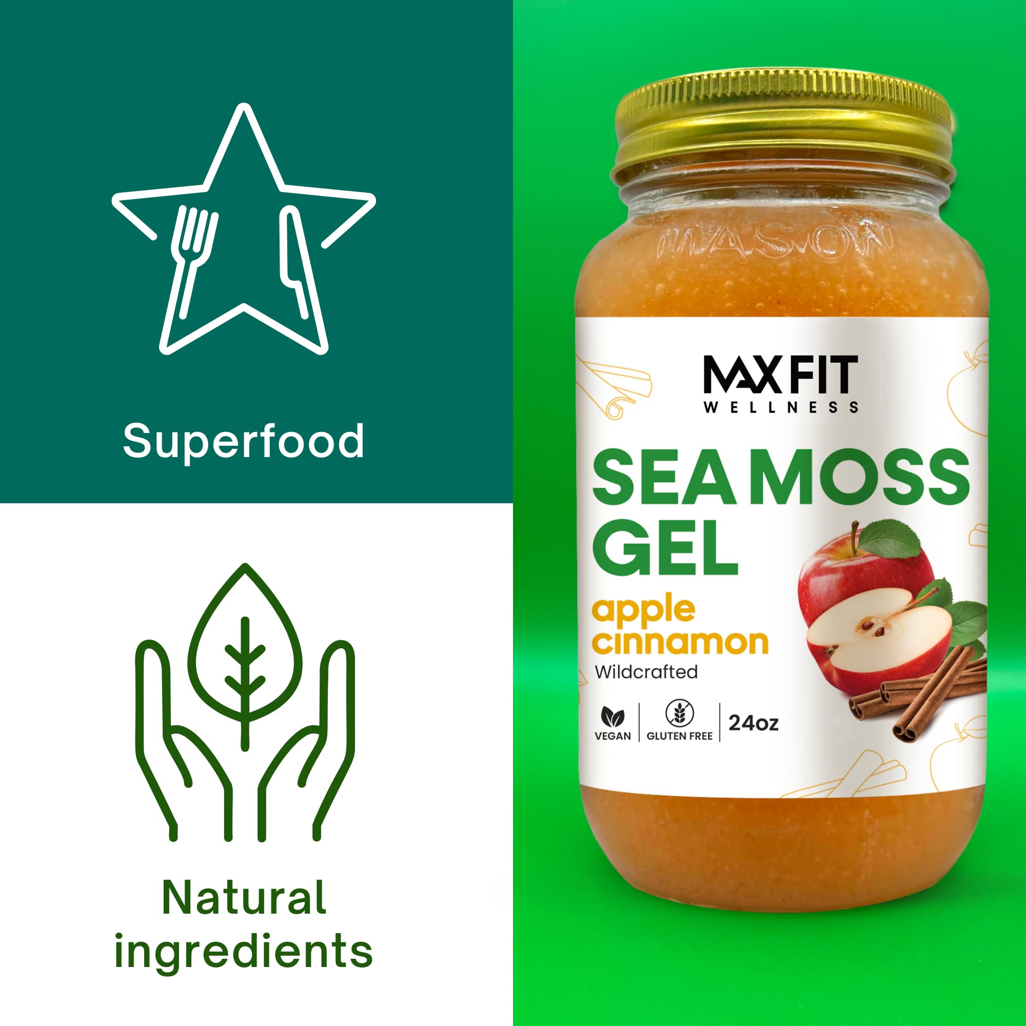 MAX FIT Sea Moss Gel emphasizes 92 vitamins and minerals for daily use.