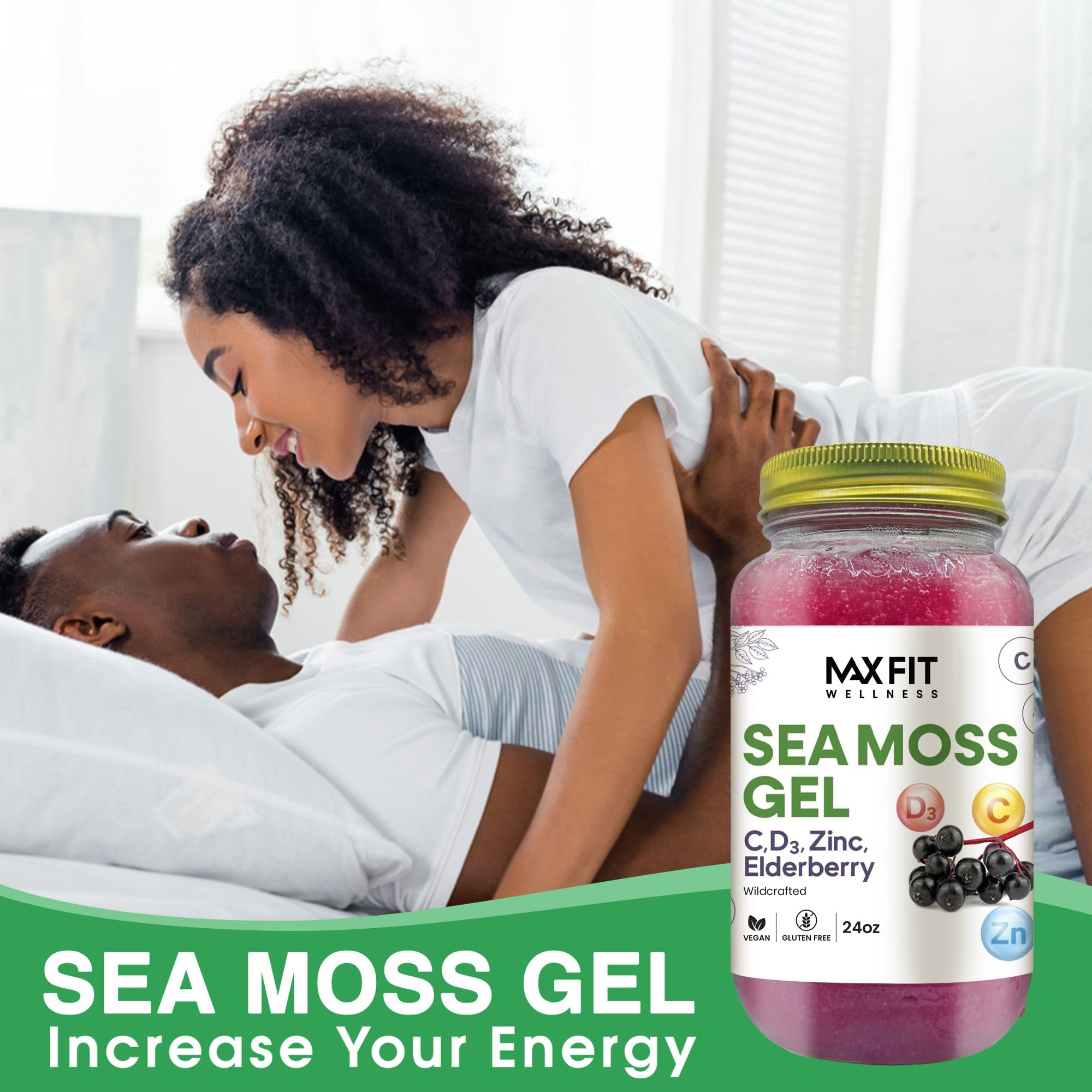 MAX FIT Sea Moss Gel with elderberry complex designed for versatile nutrition