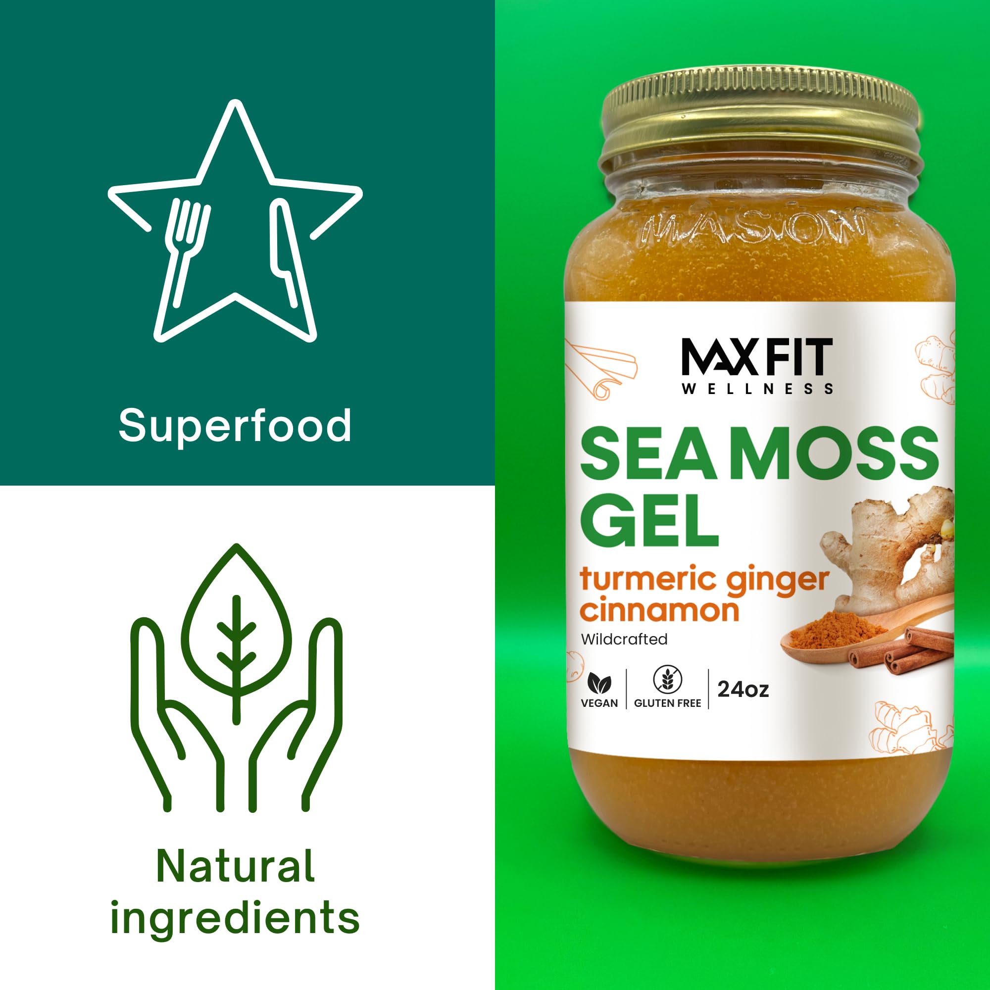 MAX FIT label highlights zero artificial additives and vegan status.
