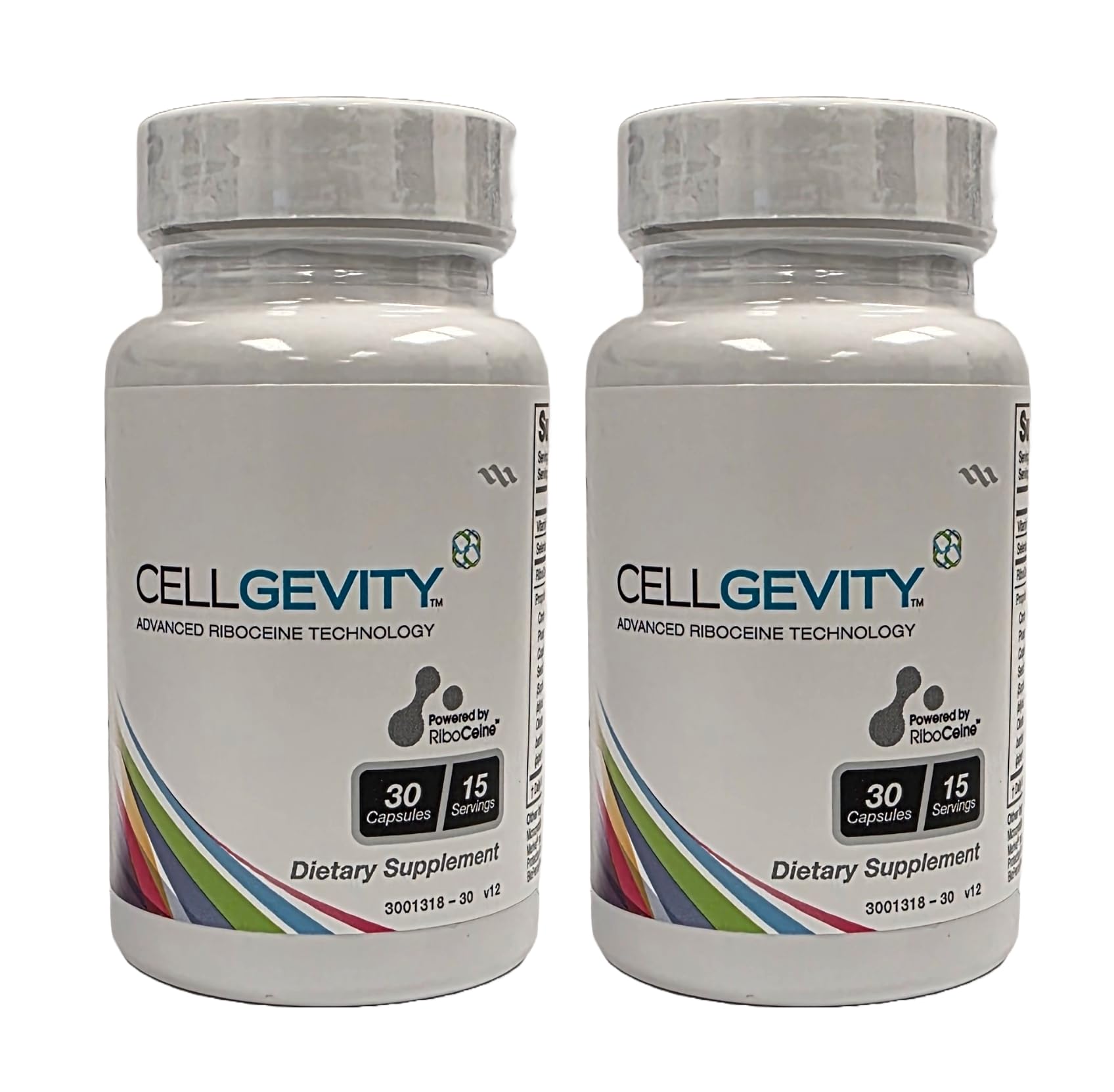 Max International Cellgevity bottle front view with RiboCeine for cellular support.