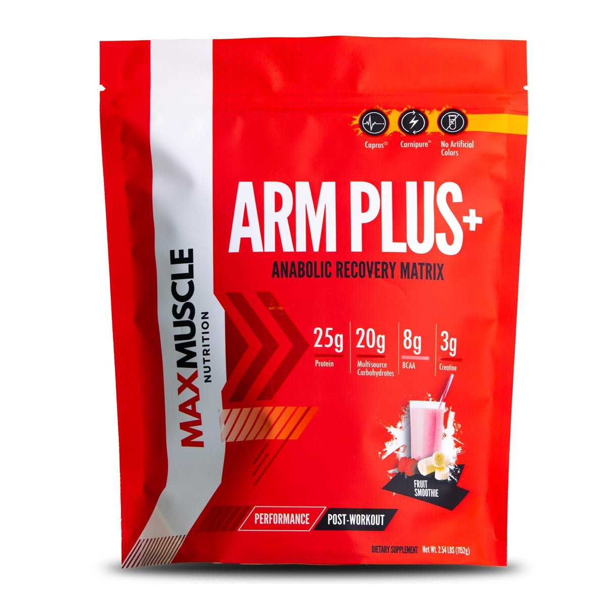 Max Muscle Arm Plus+ bottle being poured to support post-workout hydration
