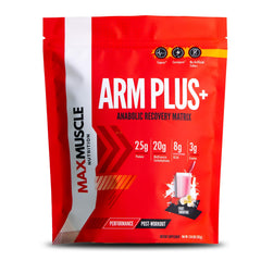 Max Muscle Arm Plus+ bottle being poured to support post-workout hydration
