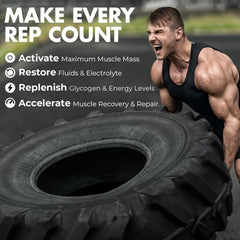 Arm Plus+ scoop with powder, highlights protein and amino acids per serving