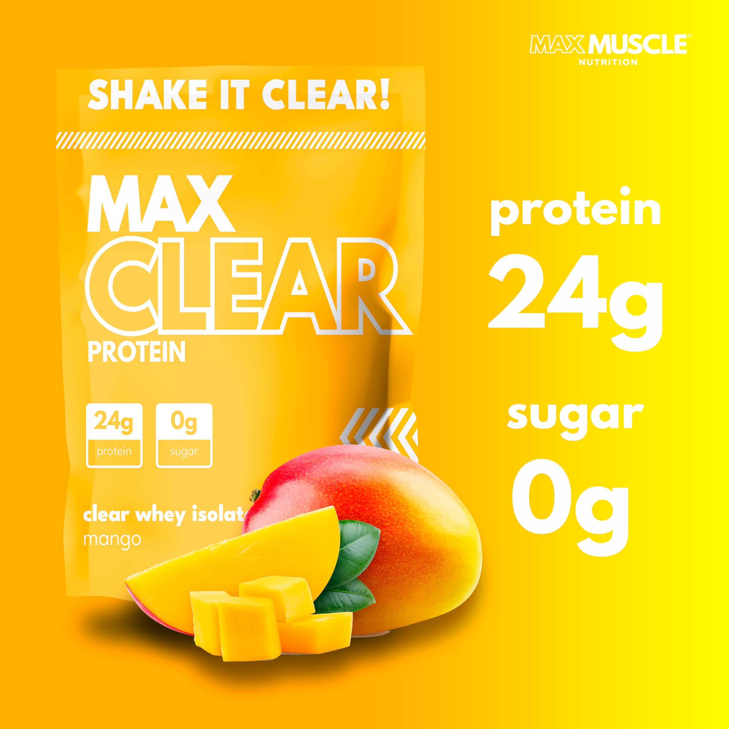 Max Clear Protein glass shake demonstrates smooth mixing and quick absorption.
