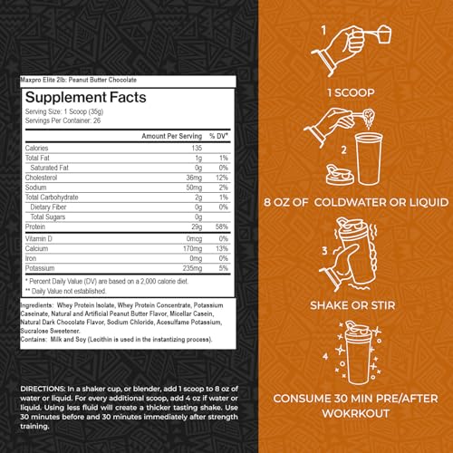 Pour of Max Muscle Maxpro Elite whey into a shaker for post-workout nutrition