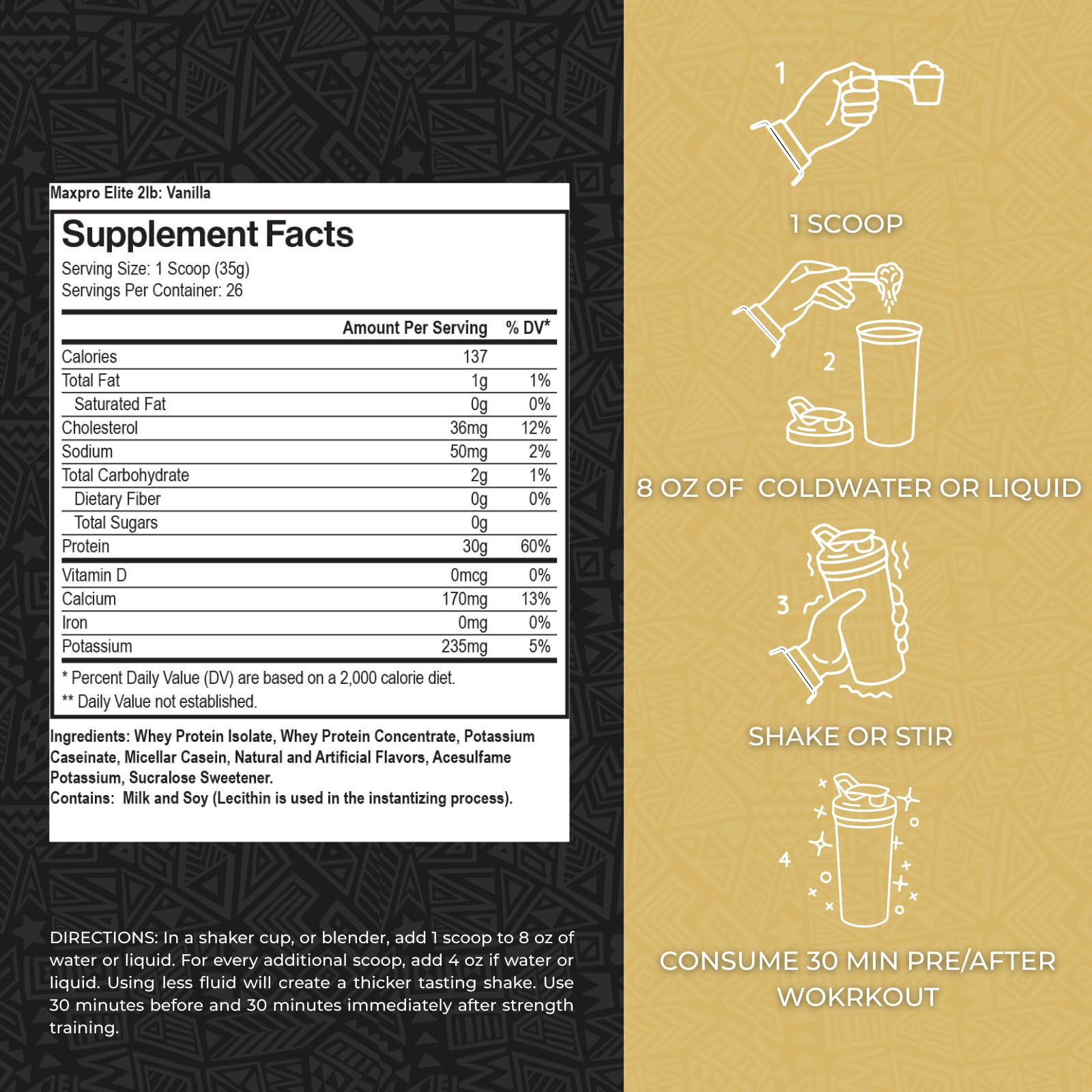 Max Muscle Maxpro Elite scoop showcasing precise dosing for consistent intake.