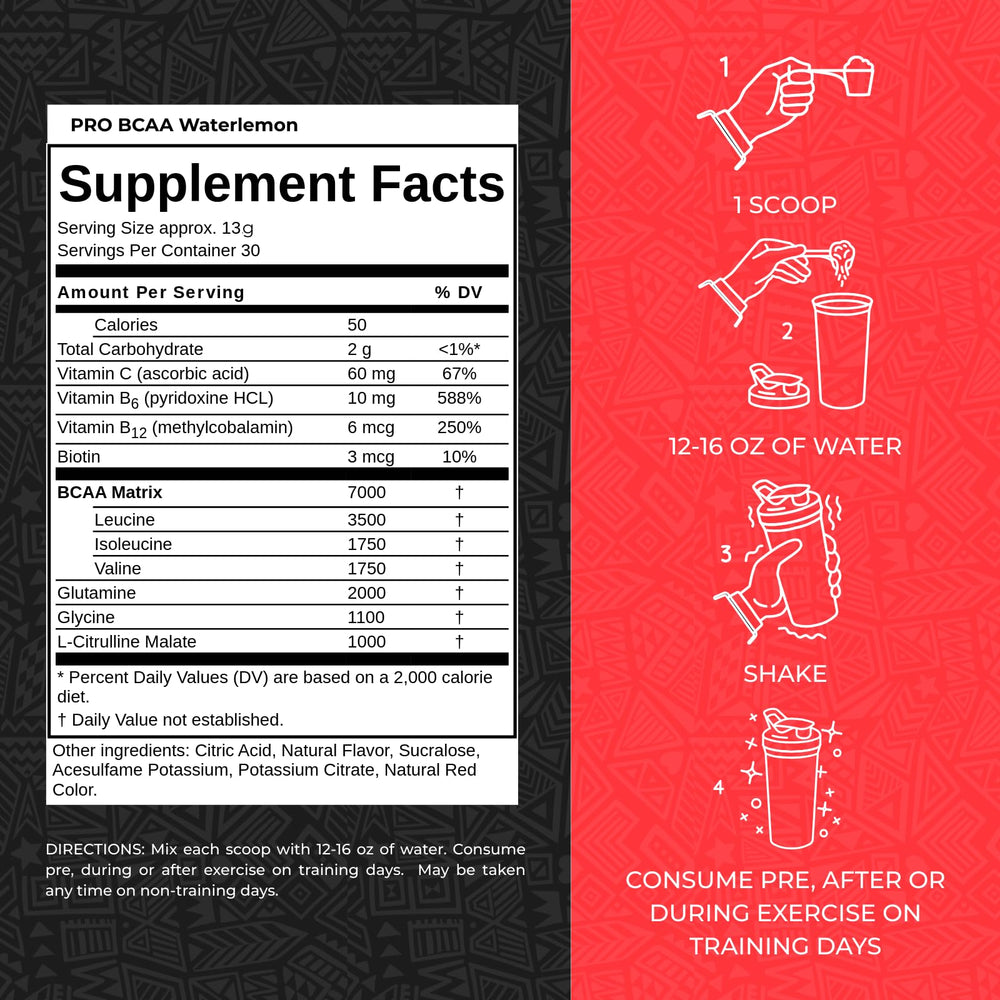 Max Muscle Pro BCAA post-workout serve features watermelon flavor and recovery support.