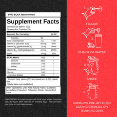 Max Muscle Pro BCAA post-workout serve features watermelon flavor and recovery support.