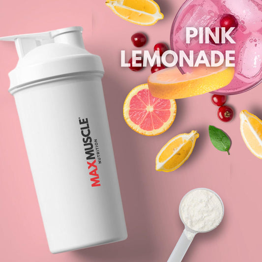 Max Muscle Pro BCAA label close-up highlighting pink lemonade flavor for refreshing hydration